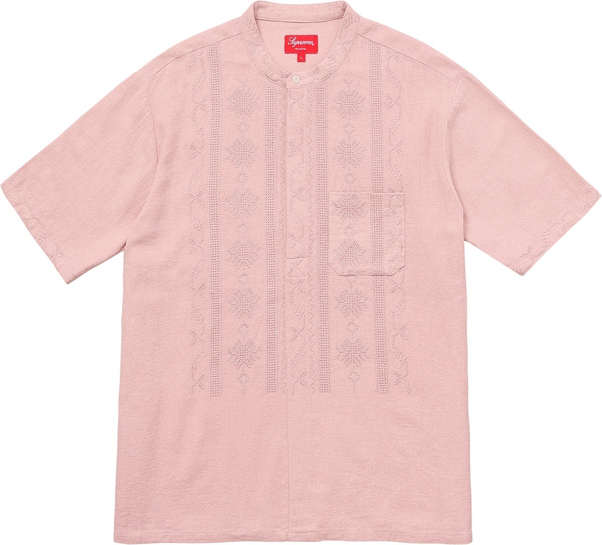 Embroidered Band Collar S/S Shirt view 2